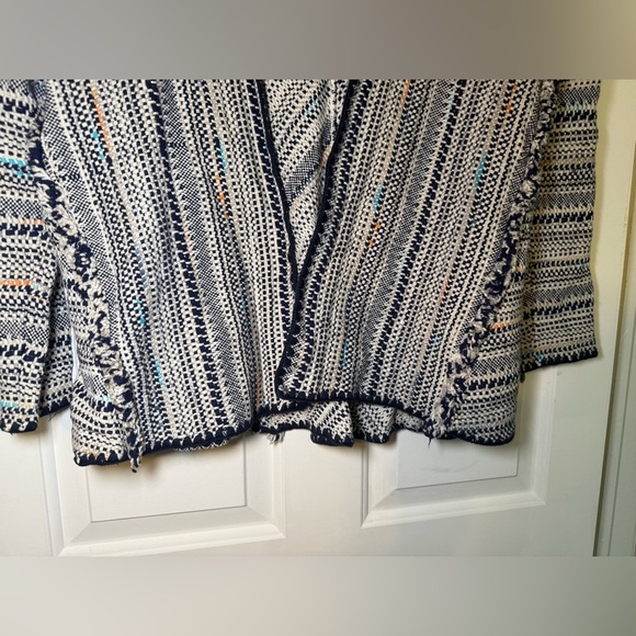 Lucky Brand Woman’s Pottery Open Cardigan Multicolor Stripe Small Fringe Boho - Picture 5 of 10